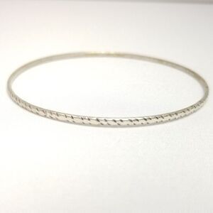 Vintage Beau Sterling Silver Skinny Bangle Bracelet, Textured Design, Estate